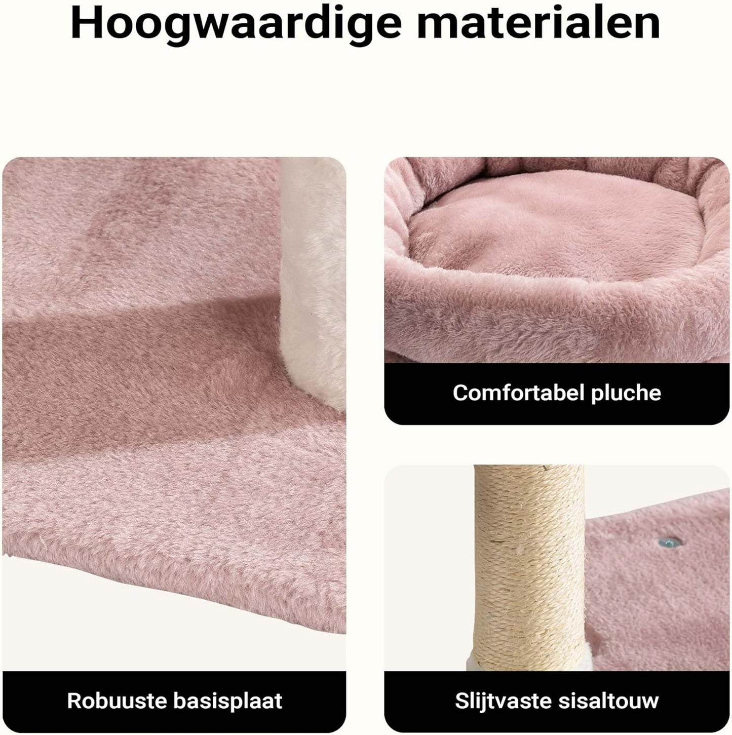 Krabpaal – Kattenboom – Kattenmeubel – Krabstel – Klimpaal – Roze Pluche Bekleding – 162 cm Hoogte