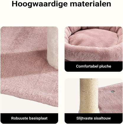Krabpaal – Kattenboom – Kattenmeubel – Krabstel – Klimpaal – Roze Pluche Bekleding – 162 cm Hoogte