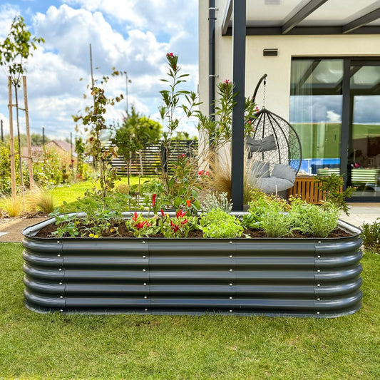 Verhoogd bed van metaal 240 x 60 x 43 cm - Modulaire 9-in-1 verhoogde bedden kit - Roestvrije verhoogde bedden voor tuin van premium Zn-Al-Mg staal - Min. 20 jaar levensduur - 43 cm hoog