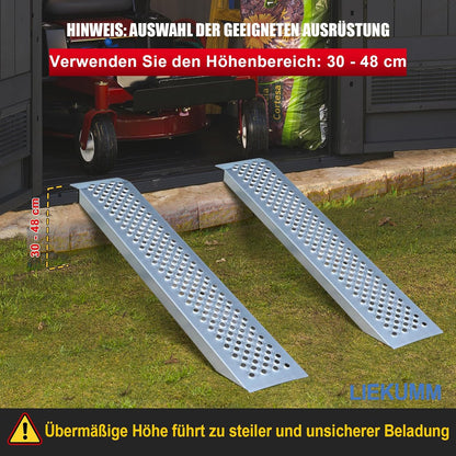 LIEKUMM Oprijplaten, 2 stuks, 120 x 23 cm, capaciteit 600 kg/PR capaciteit, laadbruggen voor motorfiets, ATV, vrachtwagen, quad, grasmaaier, sneeuwblazer, antislip, waterdicht, roestvrij, 2 stuks