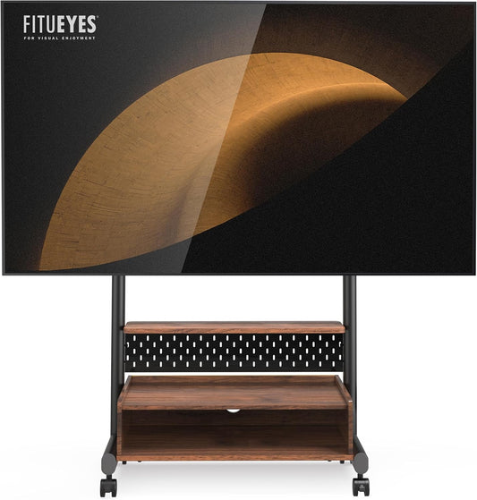 FITUEYES tv stand mobile for 40-85 inch, Height adjustable floor tv stand wheel, floor stand on wheels Max VESA 600x400mm 60kg - QUORE