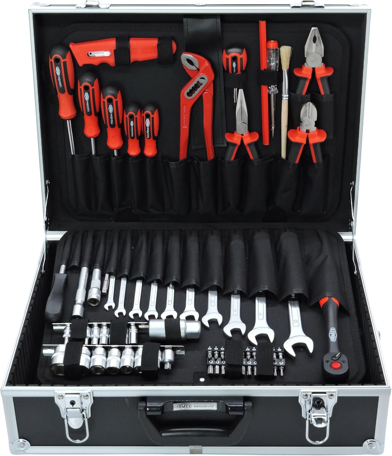 Aluminium Gereedschapsset – Gereedschapskoffer – Dopsleutelset – Handgereedschap – Montageset – 126-Delig – Robuuste Aluminium Koffer – Chroom-Vanadium Staal