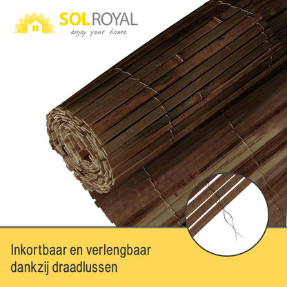 Bamboe Privacyscherm Donkerbruin 200 x 600 cm – Bamboemat – Tuinscherm – Balkonscherm – Inkijkbescherming – 100% Natuurlijk Bamboe – Weerbestendig ĸ