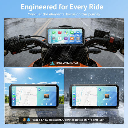 Motorfiets GPS – Motornavigatie – Navigatiesysteem – CarPlay GPS – Android Auto GPS – 6,3 Inch Waterdicht Scherm – Dubbele Bluetooth & Lichtsensor