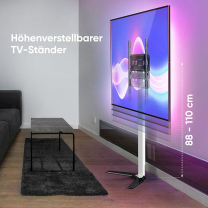 ONKRON TV vloerstandaard voor 26-65 inch beeldscherm tot 35 kg, universele tv-standaard in hoogte verstelbaar, VESA 100 x 100-400 x 400, standaard televisiestatief, wit TS1140-W
