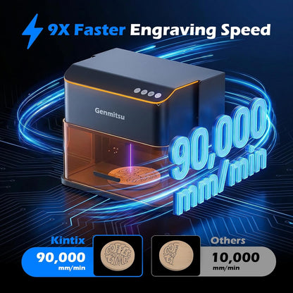 Genmitsu Kintix 5W galvo-lasergraveermachine, tot 90.000 mm/min hogesnelheidsmarkering, hybride X-asontwerp, automatische heffunctie, LightBurn-compatibel, veiligheidsklasse 1