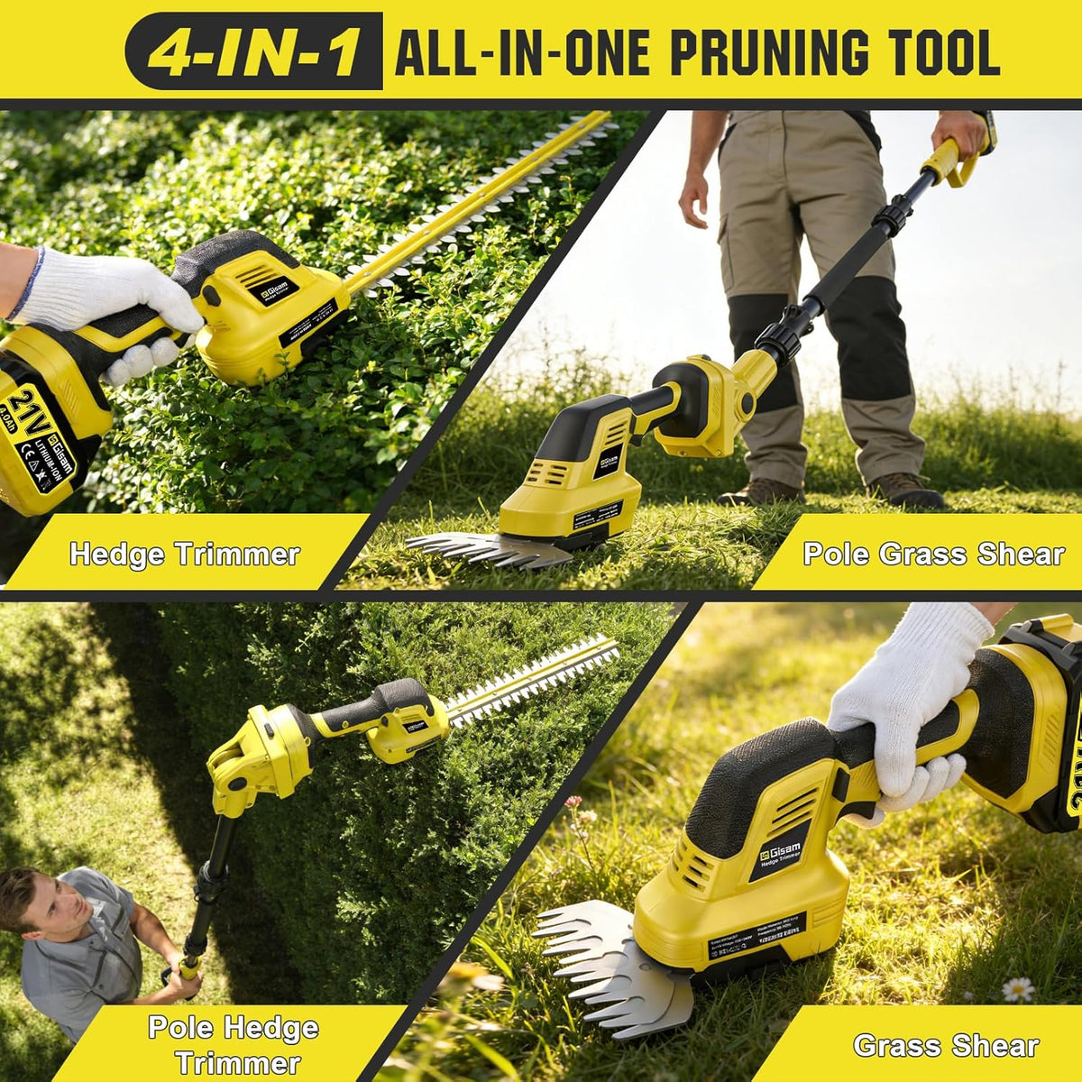 2-in-1 accu heggenmachine accu grasschaar en struikschaar