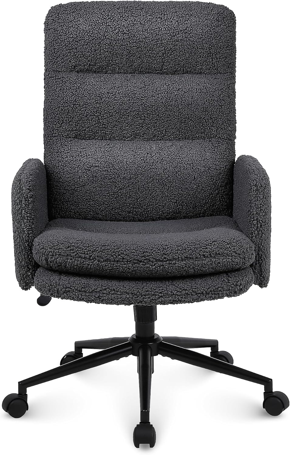 Youhauchair Bureaustoel met hoge rugleuning, bureaustoel van imitatiebont met verstelbare hoogte, comfortabele kaptafel van kasjmier, ergonomische bureaustoel voor thuis, donkergrijs