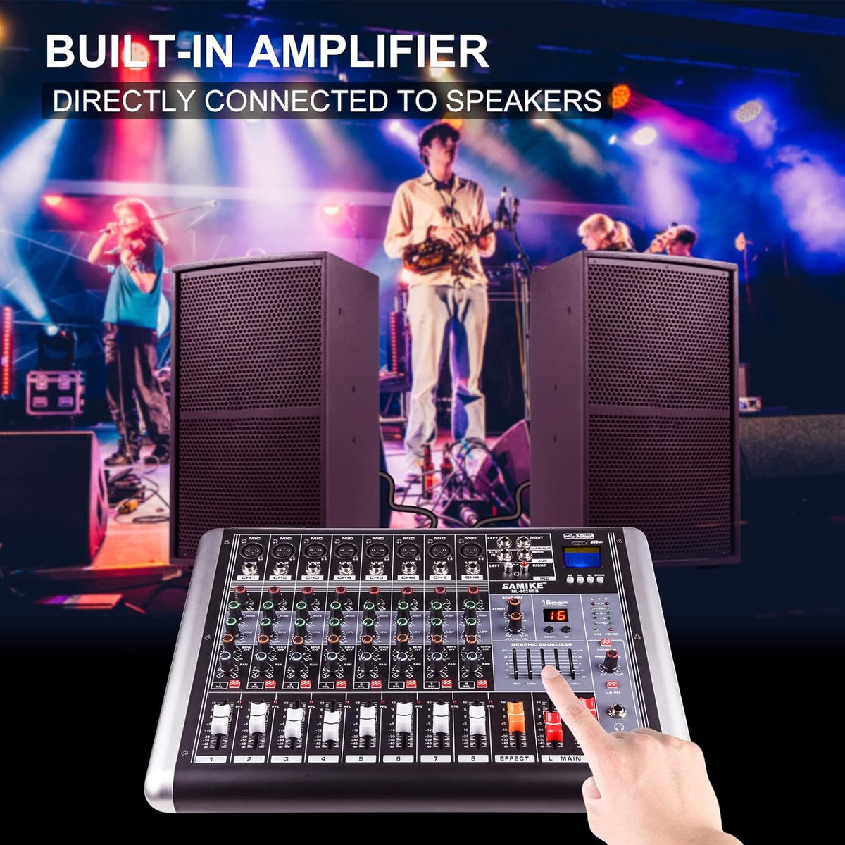 Powermixer met versterker Soundcraft audio mixer 8 kanaals, DJ profi audio interface, streaming muziek live, 2 * 300W geluidskaart 16 DSP reverb-types