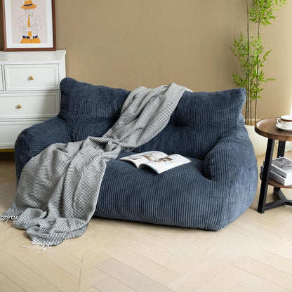 Pamapic Zitzak voor volwassenen met vulling, dubbele woonkamerstoel met draagbare handgreep, ergonomisch, modern, voor woonkamer, slaapkamer, speelkamer, blauw