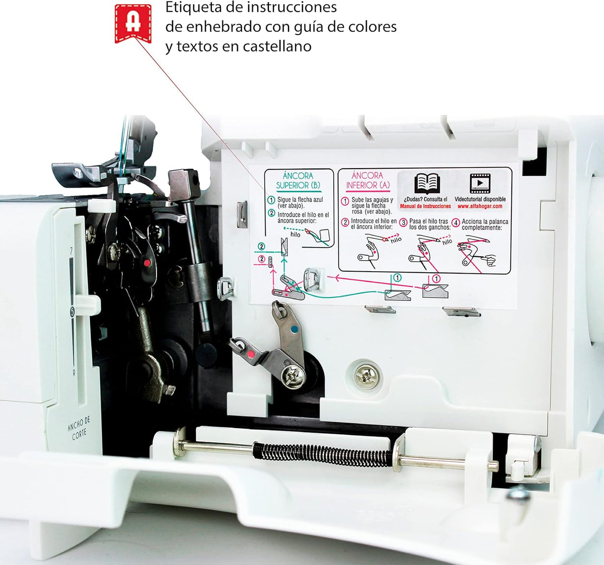 Overlockmachine Wit – Lockmachine, Rolzoommachine, Naadafwerker, Stofafwerker – 3 of 4 draden – Vrije arm