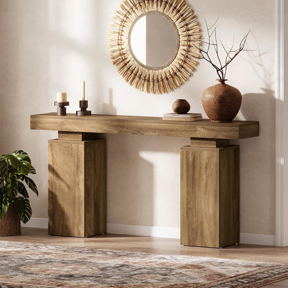 Tribesigns 160cm Long Console Table, Farmhouse Entrance Table Rear Sofa, Wooden Foyer Standard Entry Station, Modern Hallway Accent Furniture for Living Room Decor, Entrance, Natural Wood Finish
