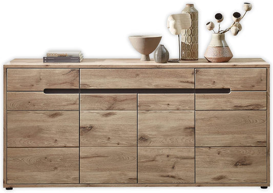 Dressoir – Buffetkast – Kast – Ladekast – Opbergmeubel – Ruime Opbergruimte – Viking Eikenlook Met Grafiet Afwerking – 185 x 87 x 44 cm