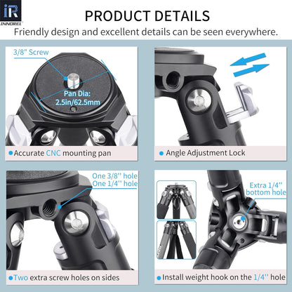 Koolstofvezel Statief – Camerastatief – Fotostatief – Reisstatief – DSLR Statief – Zonder Statiefkop – 25 Kg Draagkracht – Compact 51,5 Cm