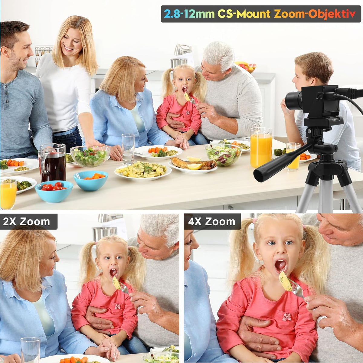 Svpro HDMI USB Zoom Camera 4K 60fps USB 3.0 handmatige focus webcam met 2,8-12 mm optische zoomlens, HD industriële camera 8MP H.264 60fps voor computer, monitor, tv, projector