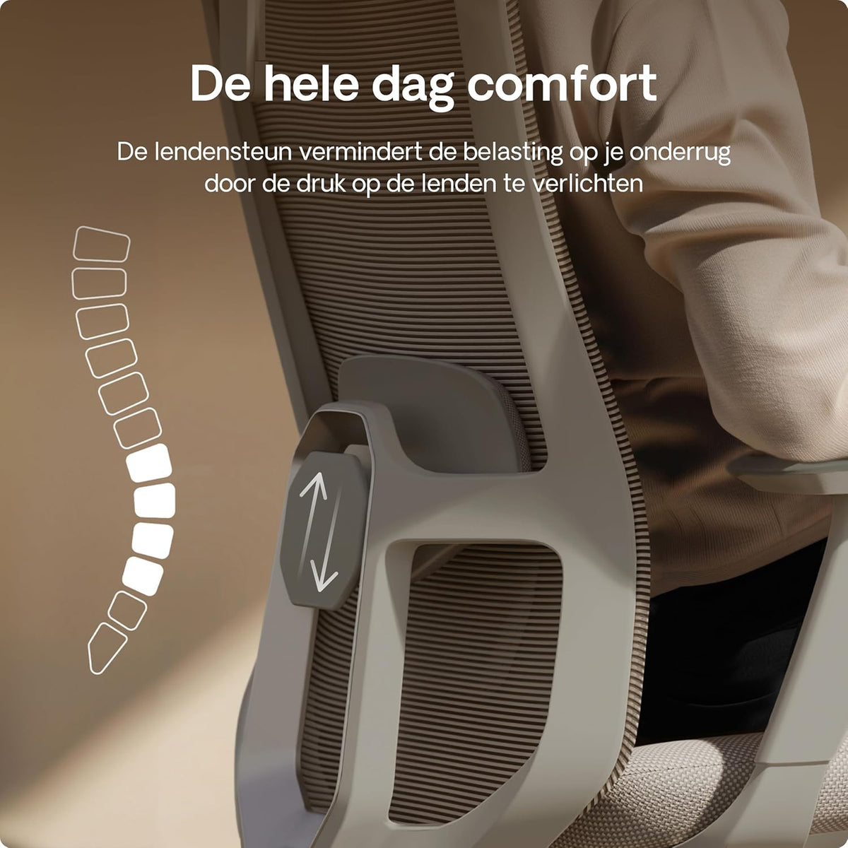 Desktronic SitOne Office Chair Adjustable Ergonomic Office Chair with Headrest, Armrests, Lumbar Support, Height Adjustment - Designed for European Body - Breathable Mesh - Spacious Seat (Grey) - QUORE