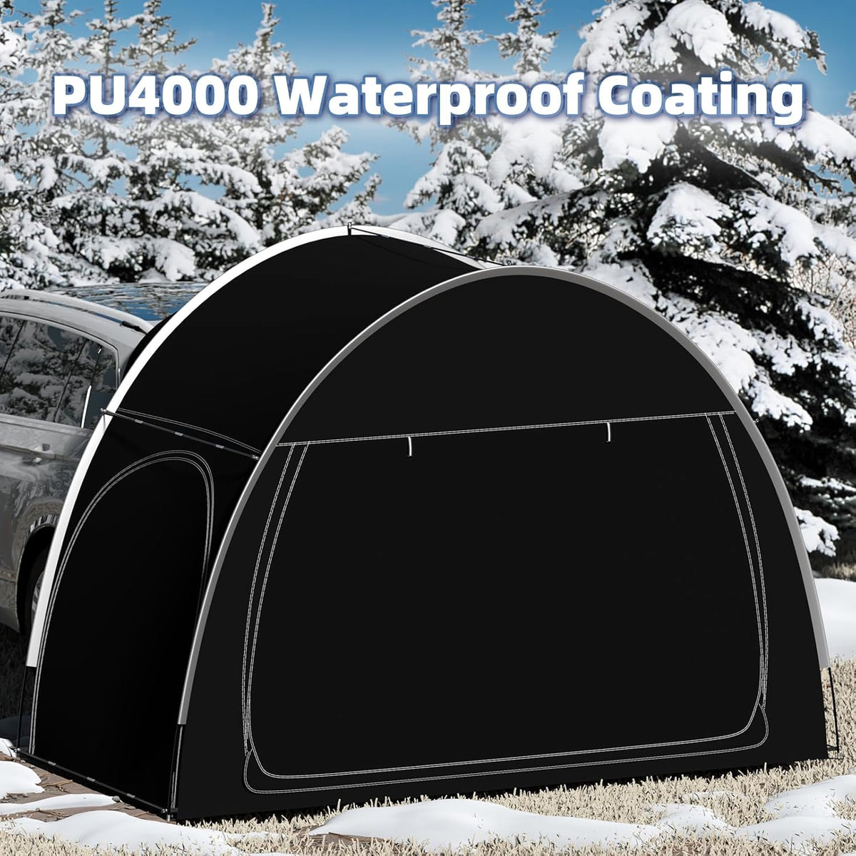 SUV Auto Tent, SUV Campingtent met Drie Deuren die aan alle Drie de Zijden Opengaan, Waterdichte en UV-Bestendige Grote Ruimte Autotent Achterklep voor Kamperen, EU-QCZP-BK