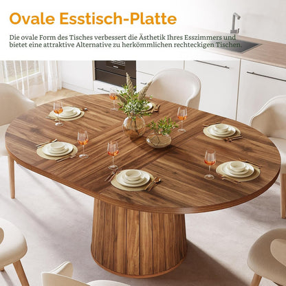 Ovale Eettafel – Eetkamertafel – Tafel – Keukentafel – Houten Tafel – Farmhouse Stijl – 140x100 cm – Stevig Houten Tafelblad - QUORE