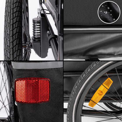 CXWXC Fietskar voor honden, 2-in-1, fietsaanhanger & jogger, hondenwagen met schokdemper, hondenaanhanger, maximale belastbaarheid 40 kg