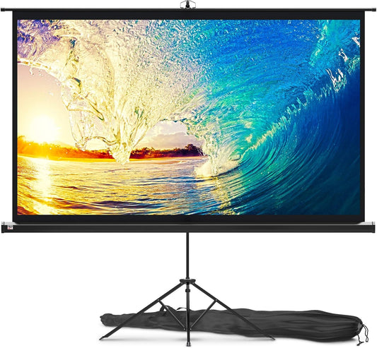 PropVue Projectorscherm met standaard, 84 inch (ca. 213 cm), 16:9 HD premium kreukvrij statiefscherm voor projector, met draagtas en strakke riemen