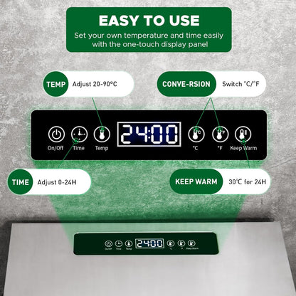 Kwasyo Voedseldroger, BPA-vrij, 30 ~ 90 ℃ temperatuurinstelling, max. 24 uur, fruitdroger met gratis receptenboek, droogautomaat voor fruit, groenten, vlees en chili-1000W