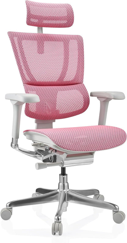 hjh OFFICE Ergonomische ergonomische ERGOHUMAN Slim G GEN2 origineel design, 24 uur inzetstuk, draaistoel met flexibele lendensteun, net roze