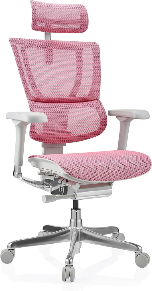 hjh OFFICE Ergonomische ergonomische ERGOHUMAN Slim G GEN2 origineel design, 24 uur inzetstuk, draaistoel met flexibele lendensteun, net roze