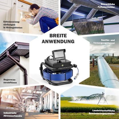 ZELCAN Inspectiecamera met 30 meter kabel en 4,3 inch lcd-scherm, videoinspectie voor buizen, waterdicht IP68, sonde met camera voor inspectieluizen voor afvoerbuizen