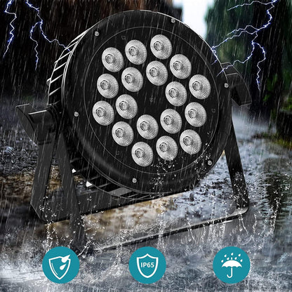 LED Par Disco Light, IP65 Waterproof, 18 RGBW LEDs, 7 Modes, DJ Light for Outdoor - QUORE
