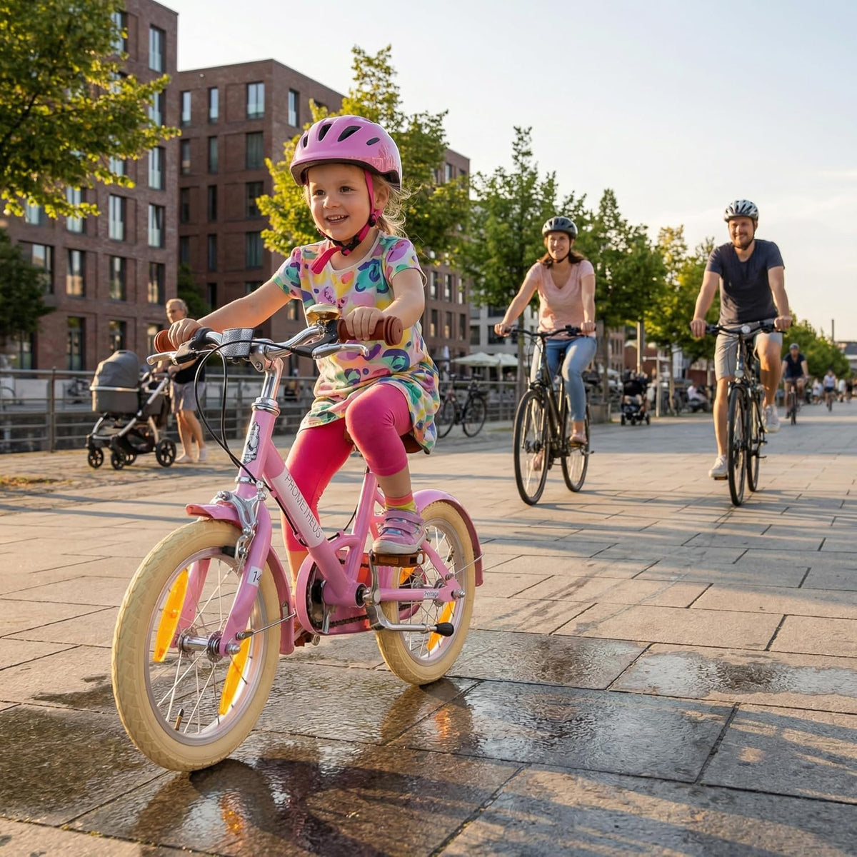 PROMETHEUS BICYCLES Retro kinderfiets vanaf 4 jaar - Meisjesfiets 14 inch kinderfiets meisjesfiets kinderen PETITAGE in roze