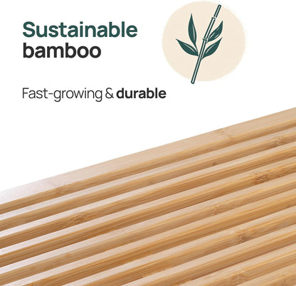 Bamboe Bank - Keukenbankje - Eetkamerbank - 90 x 33 x 43 cm - Eetbank Van Bamboe - Ingangsbank - Comfortabele Halbank - Zitbank Eetkamer Houten Bank Zonder Rugleuning