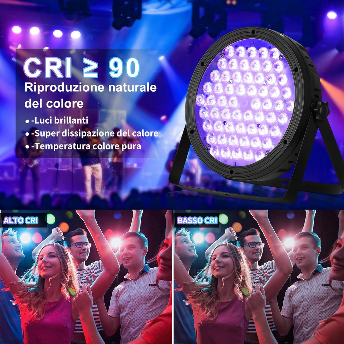 BETOPPER 120W LED Par Light RGBW 4-in-1 Stage Light Moving Head Led Par Spotlight with DMX 512, Sound Activated LED Flood Light Disco Light Party Light Stage Lighting DJ Lights for Bar