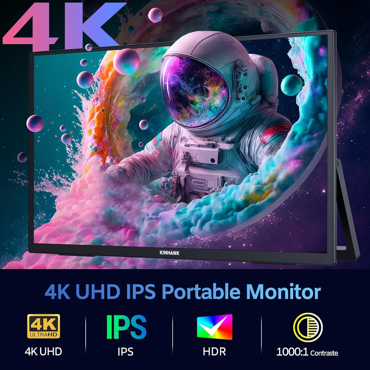 4K Portable Monitor, 18.4 inch Portable Screen, Google TV, 3840*2160 UHD Portable Display, HDR, 85% NTSC, IPS matte eye care screen for PC/laptop/phone/tablet/Xbox/PS4/5/Switch, USB C/HDMI - QUORE