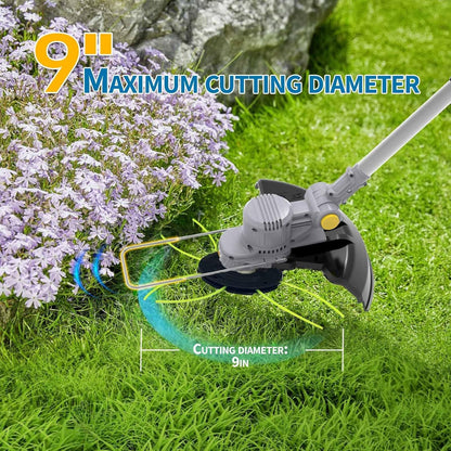 21 V draadloze grastrimmer, 4-in-1 accu-bosmaaier, met 2 accu's 4,0 Ah, onkruidborstel, verstelbare handgreep, 90° draaibare kop, snijdiameter: 25 cm, voor tuin snoeien