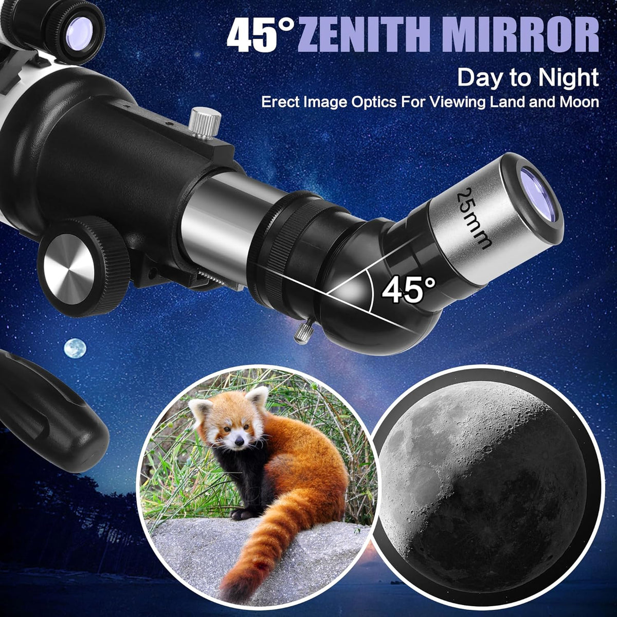 Telescoop, Astronomie Telescoop voor Volwassenen Professioneel, 70mm Opening 700mm Refractor Telescopen voor Kinderen en Beginners, Draagbare Reistelescopen met Roestvrijstalen Statief