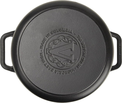 Victoria Dutch Oven Inductie Geëmailleerd Gietijzer 29cm, Cocotte 6,6L, PTFE en PFOA vrij, Geschikt voor Vuur, Barbecue, Oven, Kookplaat, Keramische kookplaat, Gas