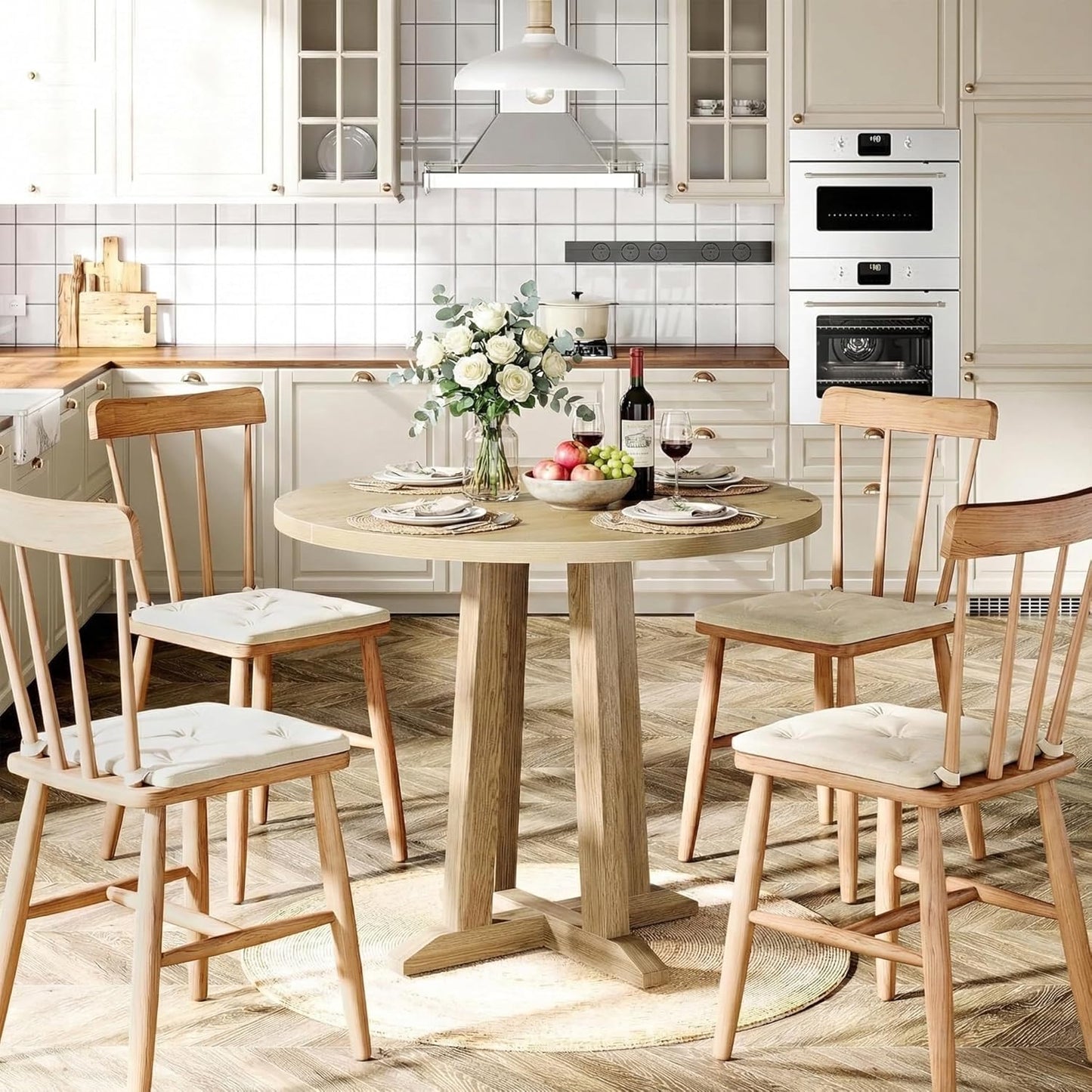 Ronde Eettafel – Eetkamertafel – Dining Table – Houten Eettafel – Kleine Keuken Tafel – Compact 80 cm Diameter – Duurzaam MDF Met Houtfineer