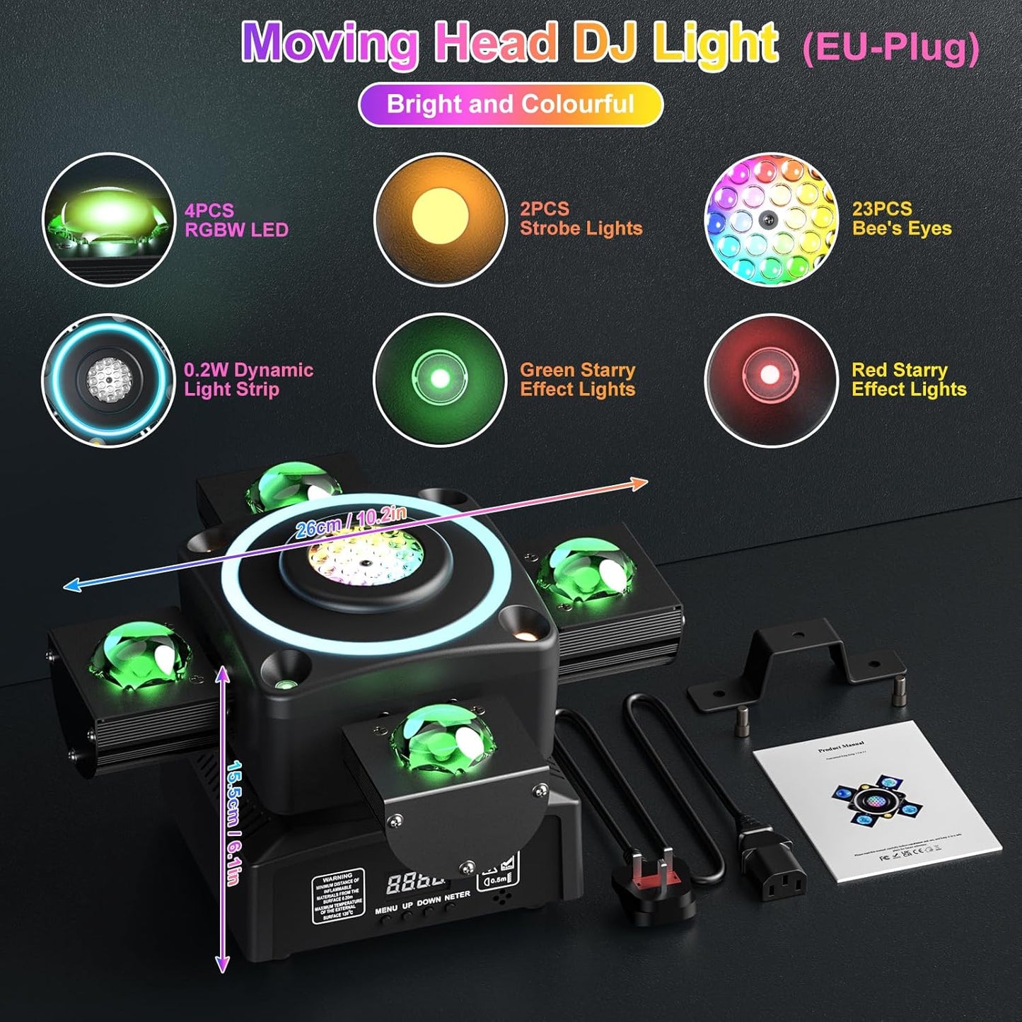 100 W Moving Head LED disco licht schijnwerper RGBW partylicht LED-spot met 4 lichtarmen voor DJ Bar Verjaardag Disco Bruiloft Party Kelder Podiumlicht