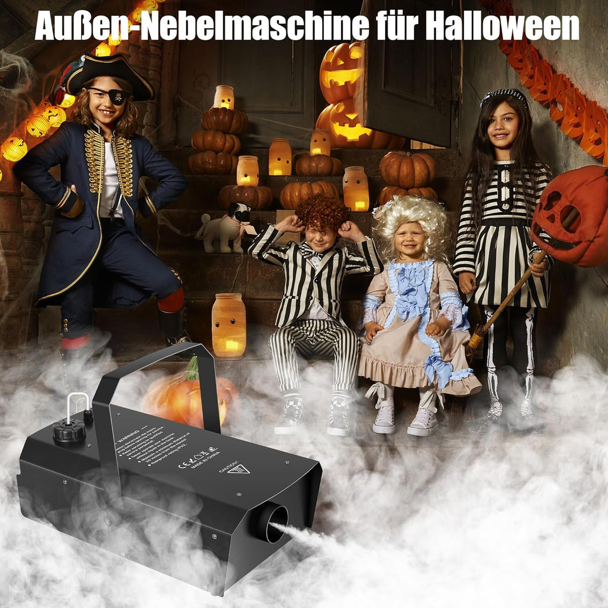 1500 W DMX rookmachine met draadloze afstandsbediening en timer, professionele outdoor rookmachine voor bruiloft, podium, DJ, feesten, Halloween, concerten en evenementen