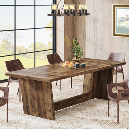 Tribesigns Dining Table for 6-8 People, 180 x 79 x 75 cm, Industrial Rectangular Dining Table for Dining Room, Kitchen, Living Room, Rustic Brown