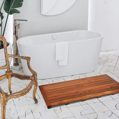 Utoplike Teakhouten badmat, douchemat hout voor badkamer, 101,6 x 45,7 cm, houten vloermat, vierkant, extra groot voor spa, thuis of buiten