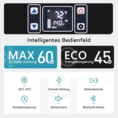 EUHOMY Compressor-koelbox, 12 V, 45 liter, autocompressor met app-gestuurd, 12 V/240 V koelkast -20 °C tot 20 °C, draagbare koelkast voor camping, reizen, vrachtwagens