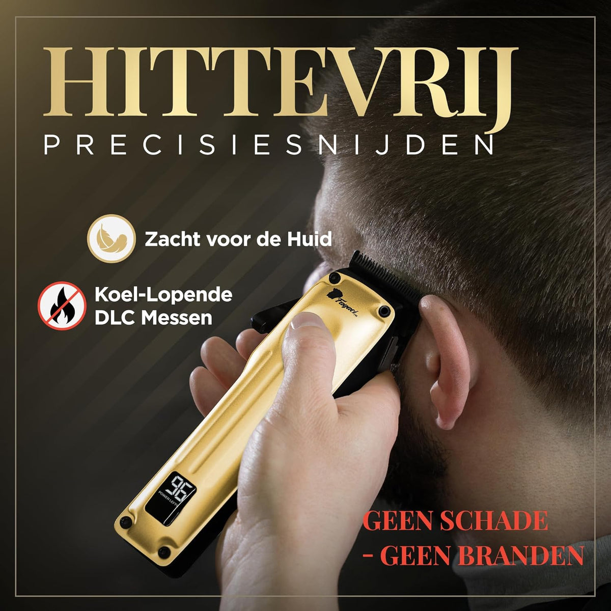 Fagaci Professionele Tondeuse voor Mannen met Superieure Precisie, 5X Langere Scherpte, Kappers Tondeuse Draadloos met 2 Messen (Fade & Taper), Borstelloze Motor