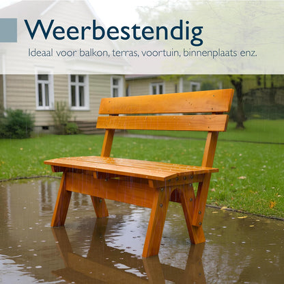 Beautissu Houten Tuinbank Weerbestendig 2 Personen 120 cm breed – Massief Hout Gelakt – Duurzaam Robuust Tuinbank Hout voor Balkon Terras Serre of Tuin – GR