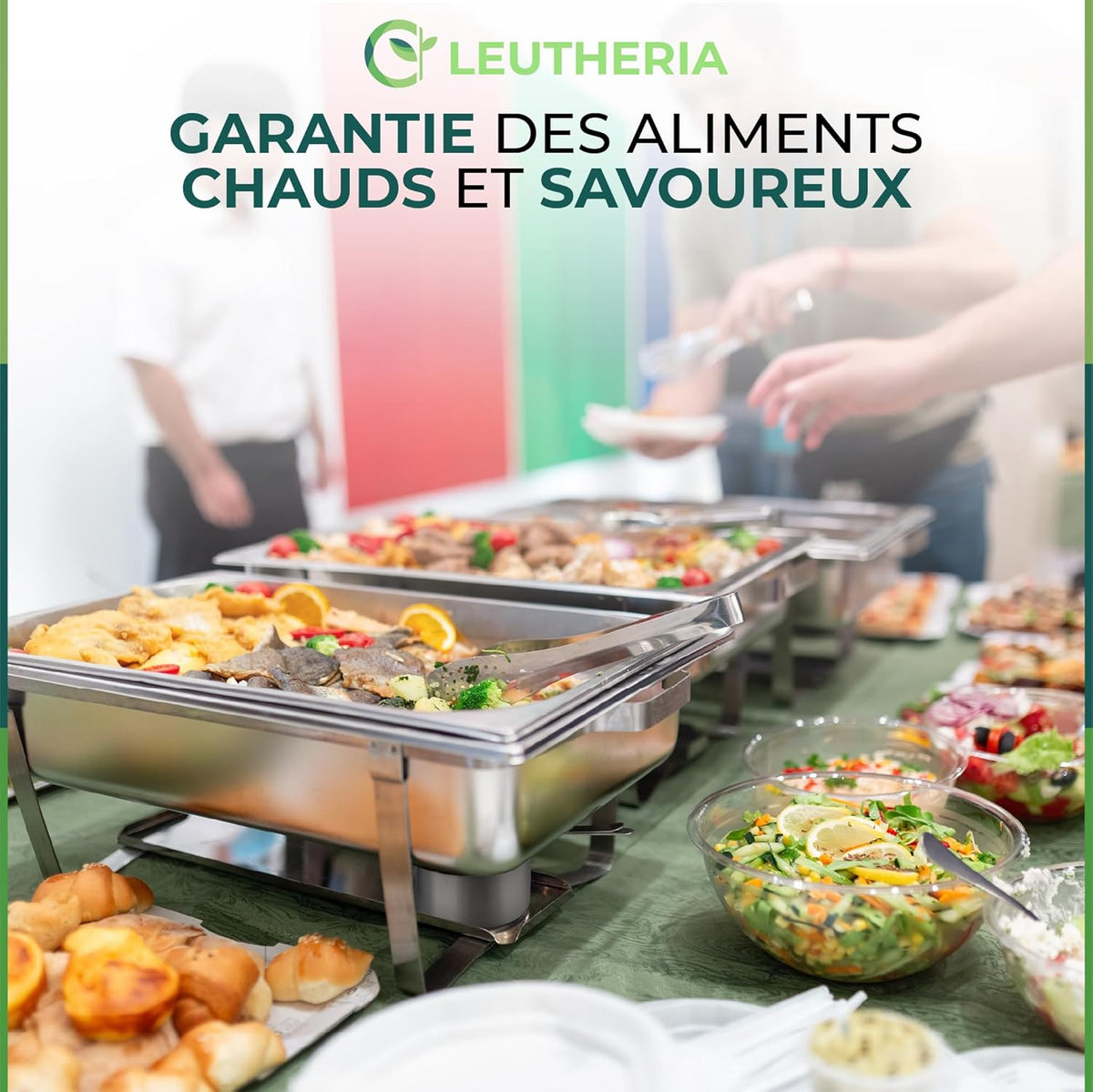 Set van 4 voedselverwarmers – Chafing Dish of warmhoudplaat van roestvrij staal – roestvrij staal SS201