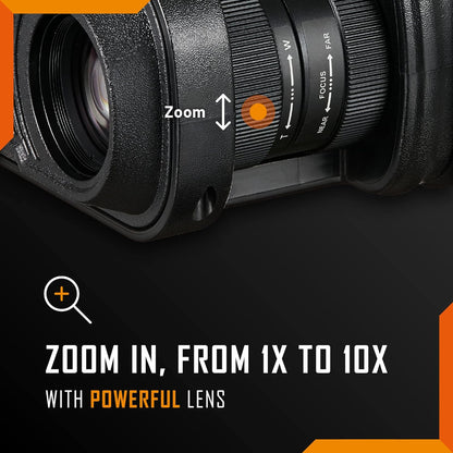 Nightfox Whisker nachtzichtapparaat met camera, instelbare 1-10x optische zoom, 275 m bereik, HD-opnamefunctie, oplaadbaar via USB, 32 GB geheugen, digitale verrekijker met nachtzicht