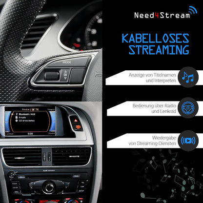 Bluetooth audio-interface voor auto met AUX-aansluiting – Bluetooth audio adapter – Bluetooth muziekadapter – Bluetooth adapter – Bluetooth muziekstreamer – Automatische koppeling bij starten – Titel- en artiestweergave op display