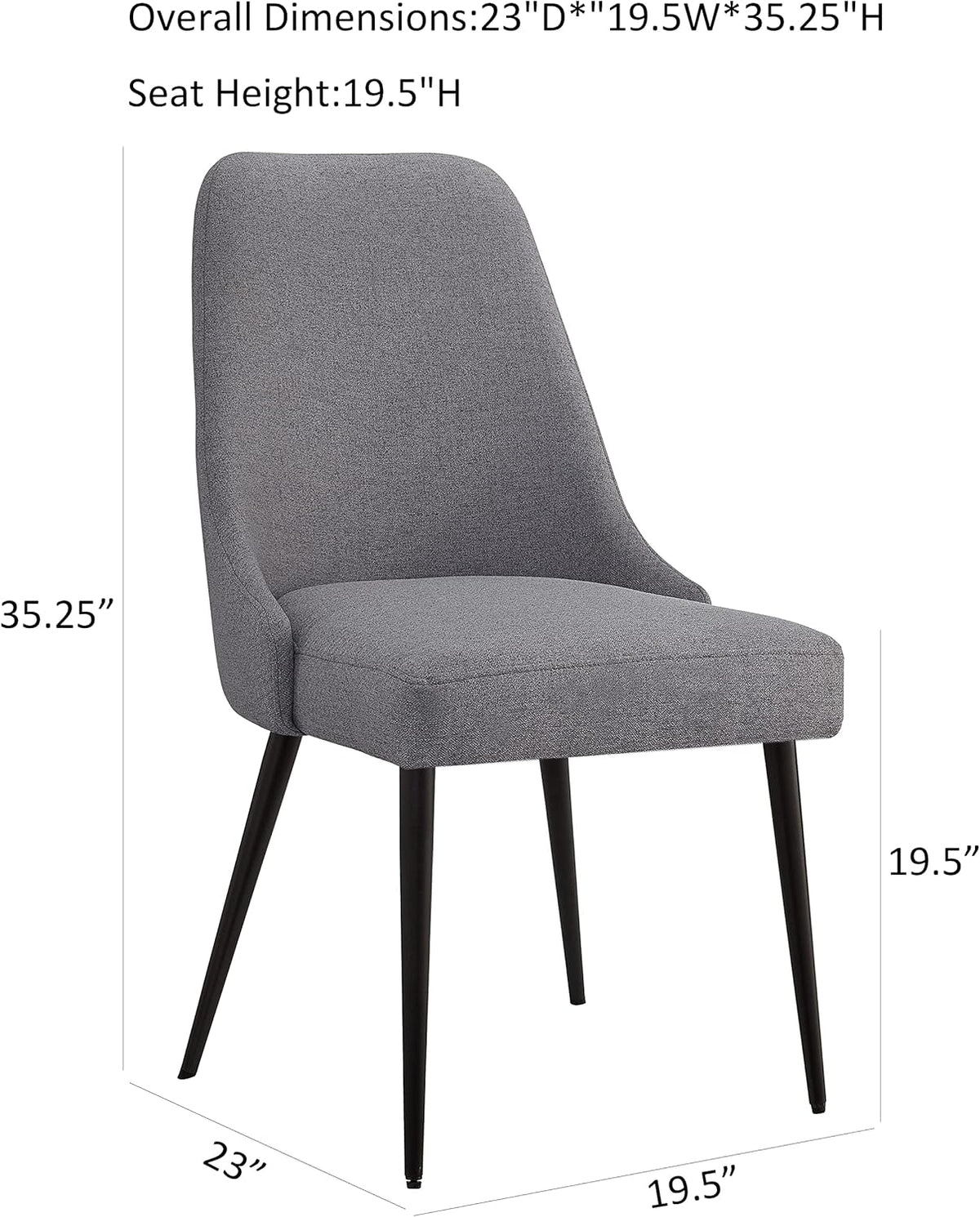 Ball & Cast Gestoffeerde keukenstoelen, set van 2, moderne eetkamer, comfortabele zijstoel met gewatteerde zitting en metalen poten, grijs