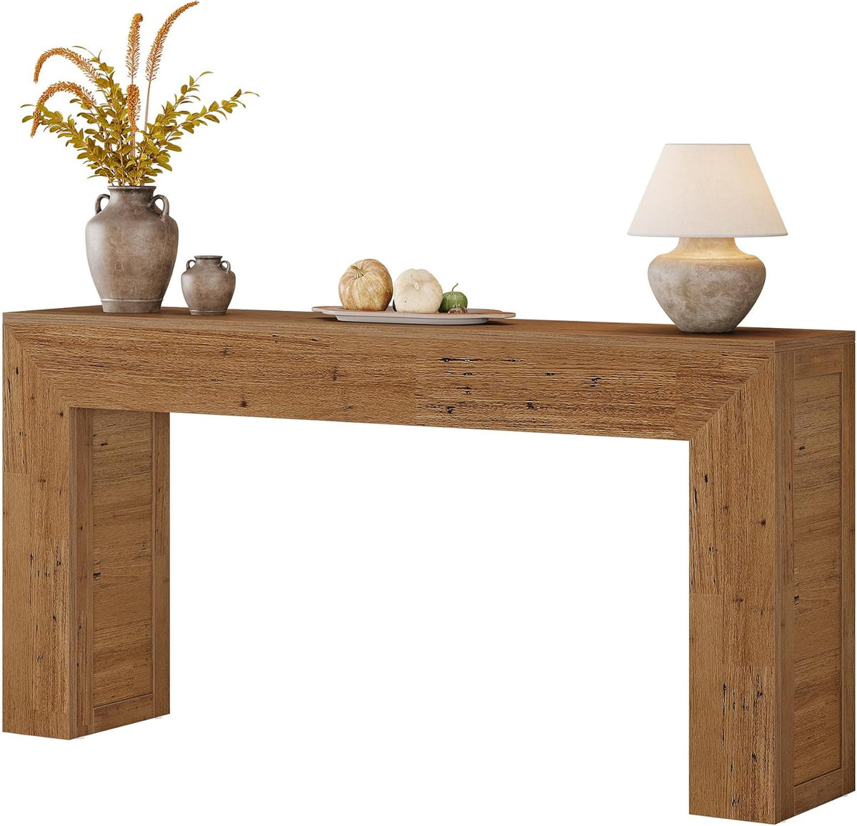 Tribesigns Console Table 160 cm Narrow Sofa Table, Wooden Hall Table Behind the Sofa, Industrial Entrance Table for Entrance, Hallway, Foyer, Living Room, Light Brown