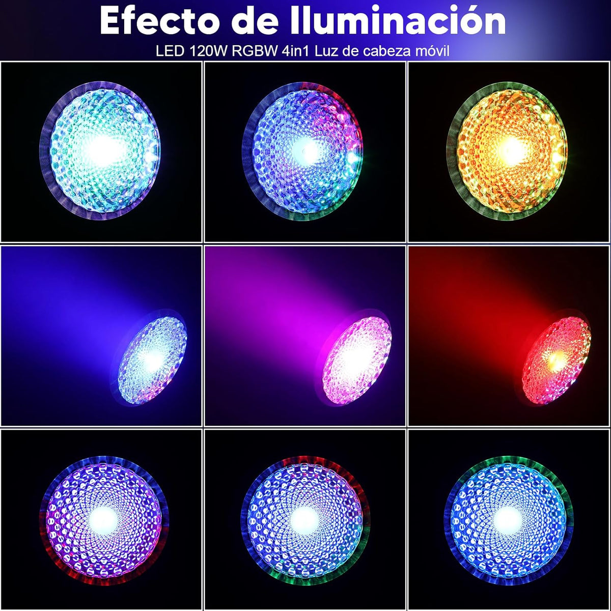Betopper 120W RGBW LED Moving Head Light Full Color Beam Disco Licht, Pak voor Nachtclub Party Bruiloft (LM120-EU)